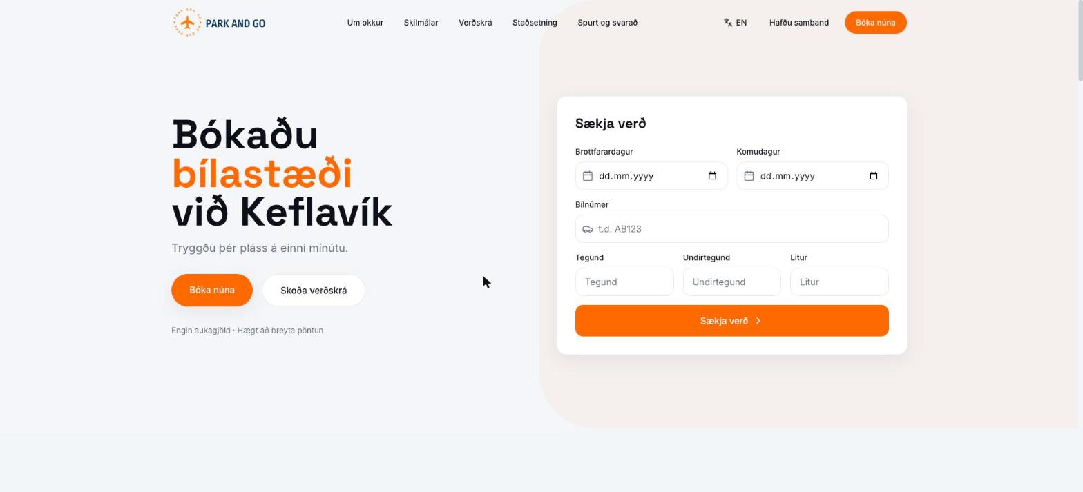 Homepage of the Park and GO site, built by HBHF.